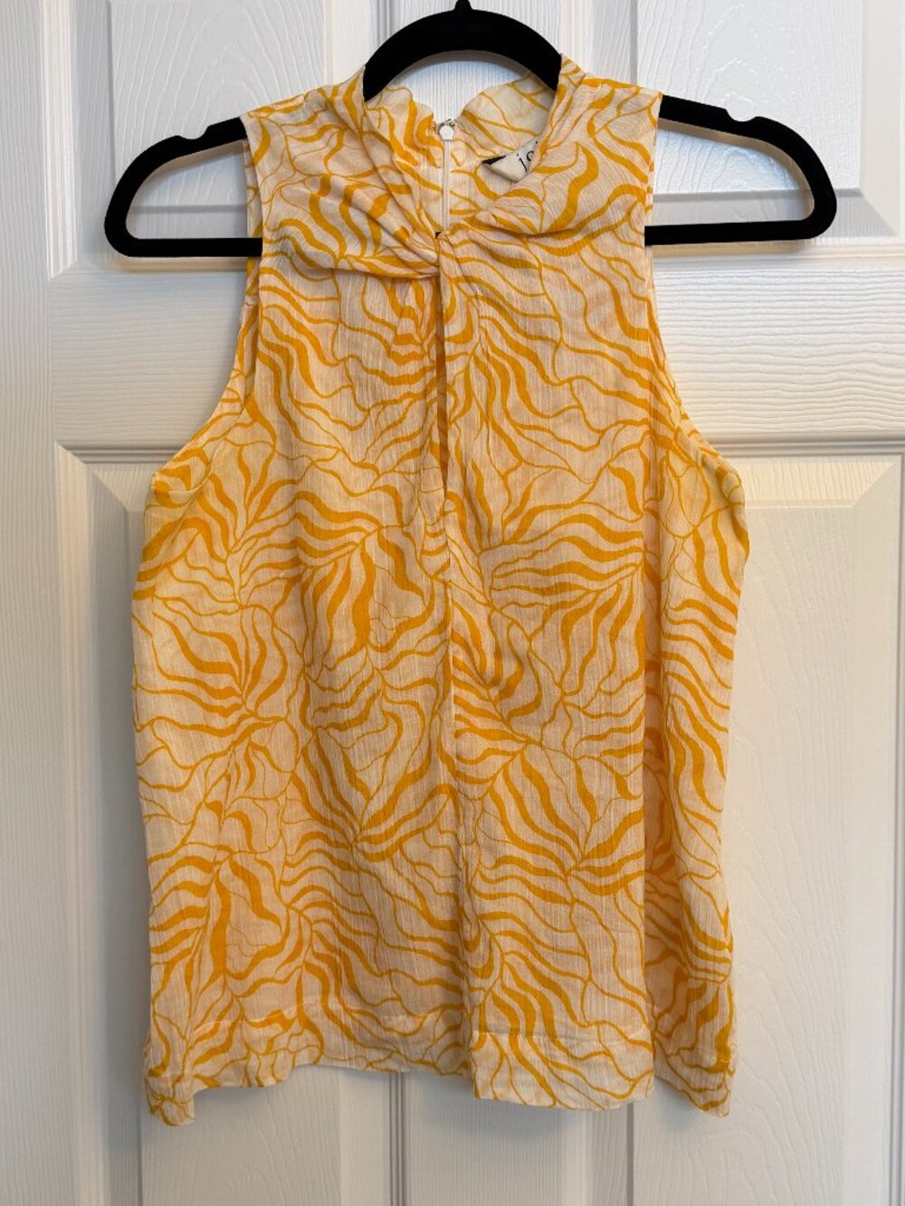 JOIE yellow & white sleeveless keyhole blouse (S)